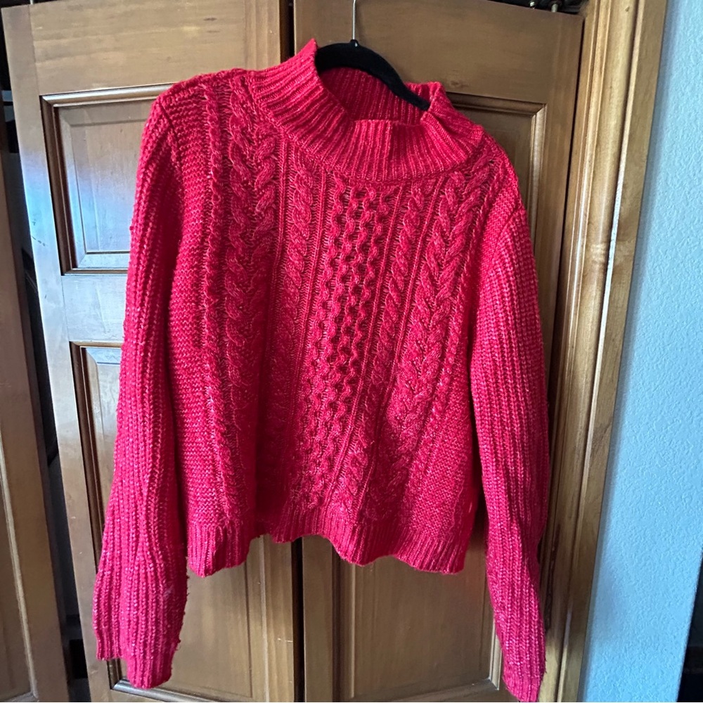 LOFT Vibrant Red Turtleneck Sweater